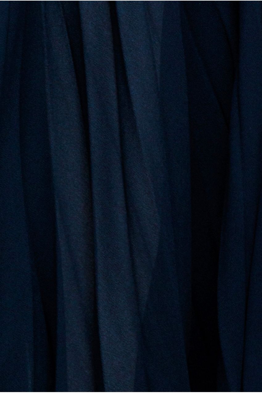 Strapless Maxi Dress With Pleated Chiffon Cape - Navy Blue DR4832