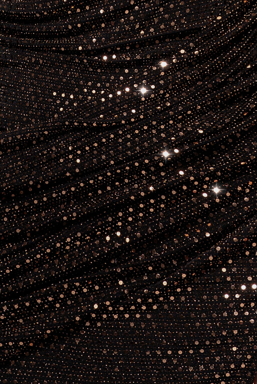 Cowl Neck Sequin Glitter Draped Maxi Dress - Rose Gold DR4837