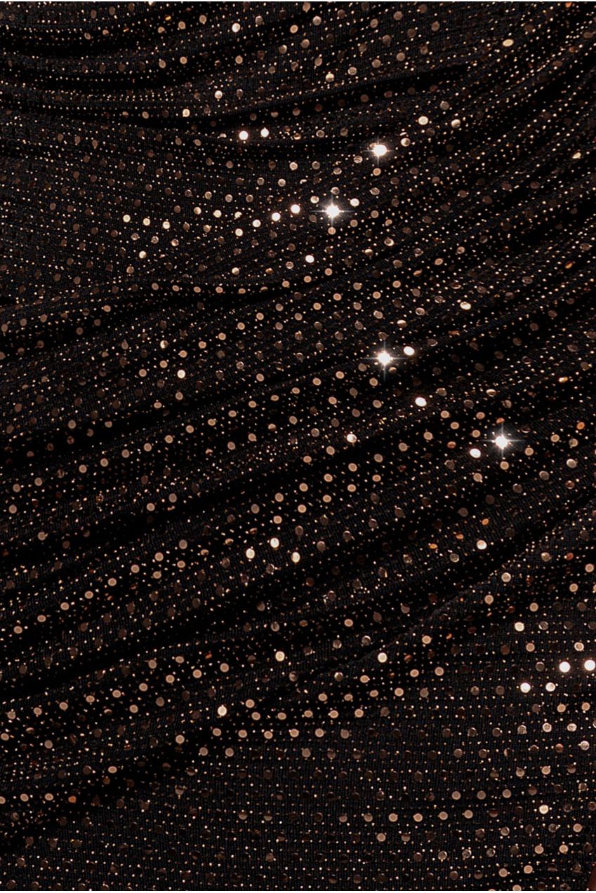 Cowl Neck Sequin Glitter Draped Maxi Dress - Rose Gold DR4837