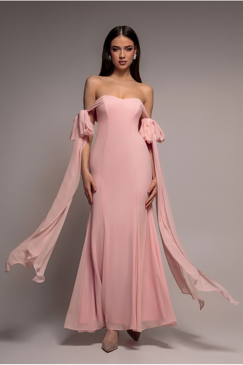 Multiway Cape Chiffon Sweetheart Maxi Dress - Blush Pink DR4848