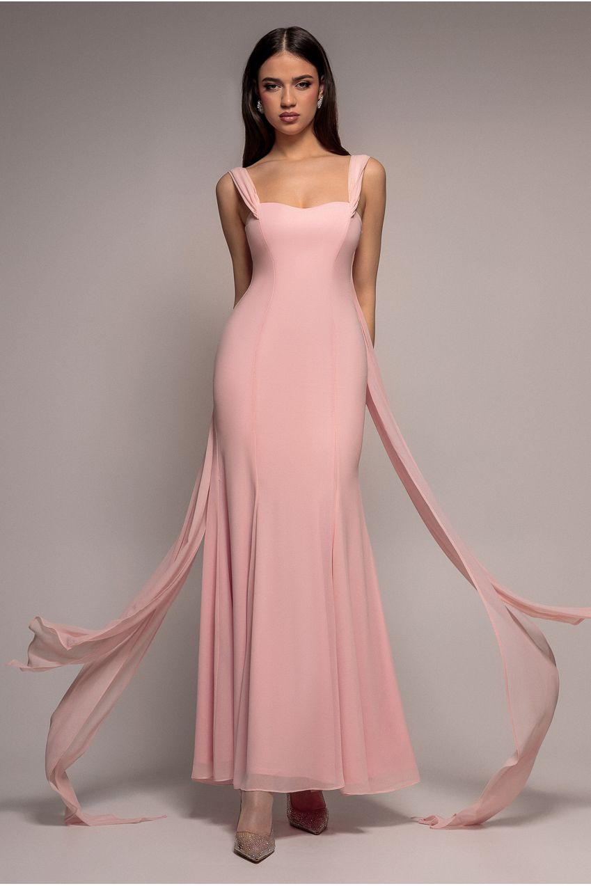 Multiway Cape Chiffon Sweetheart Maxi Dress - Blush Pink DR4848