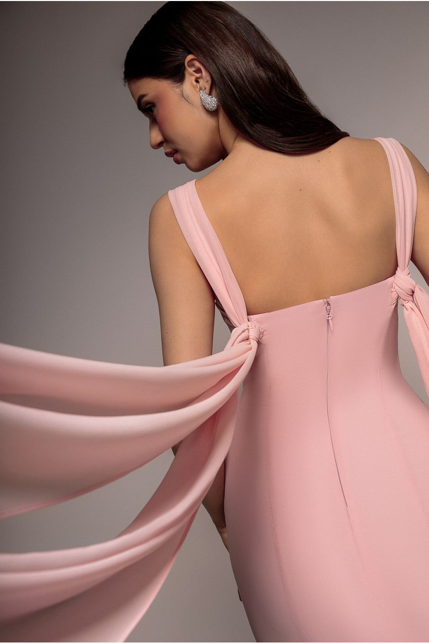 Multiway Cape Chiffon Sweetheart Maxi Dress - Blush Pink DR4848
