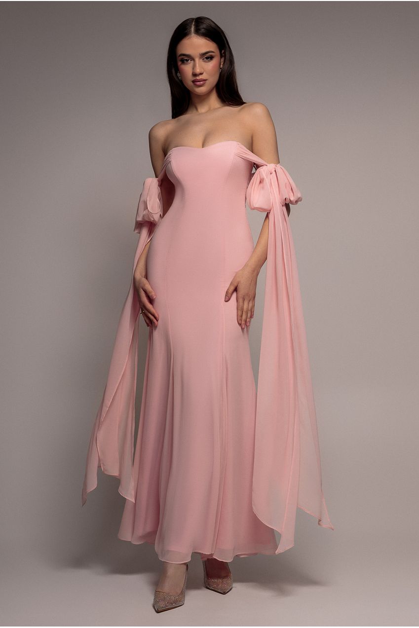 Multiway Cape Chiffon Sweetheart Maxi Dress - Blush Pink DR4848