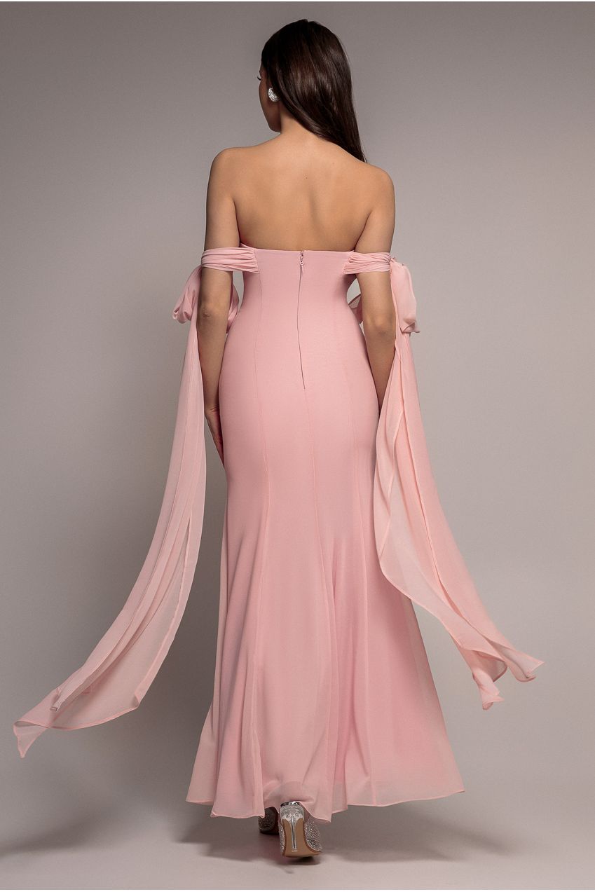 Multiway Cape Chiffon Sweetheart Maxi Dress - Blush Pink DR4848