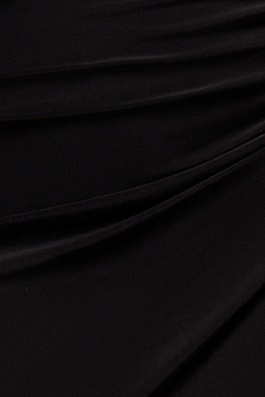 Off The Shoulder Corset Waist Mesh Wrap Skirt Soft Touch Maxi Dress - Black DR4865