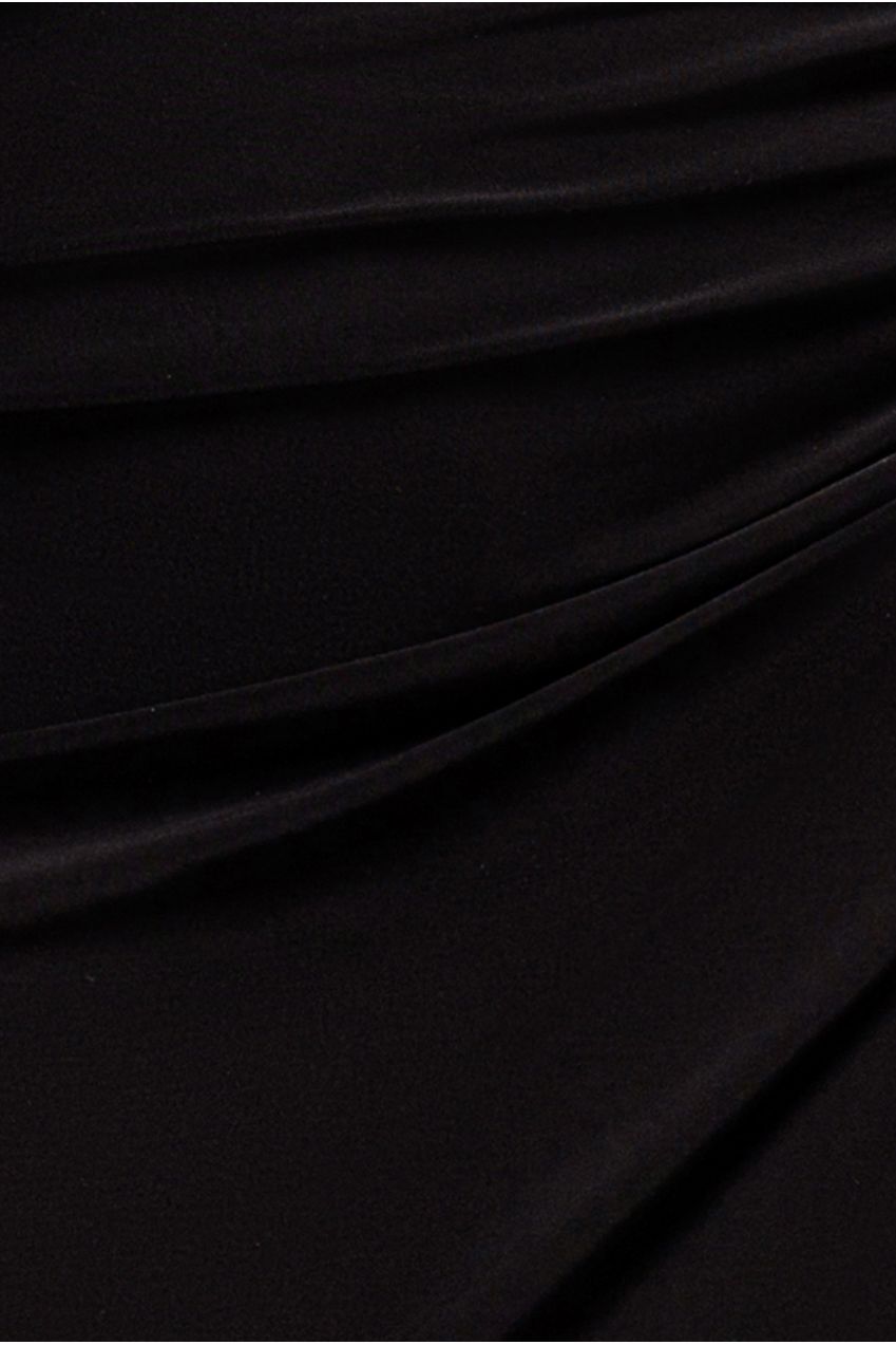 Off The Shoulder Corset Waist Mesh Wrap Skirt Soft Touch Maxi Dress - Black DR4865