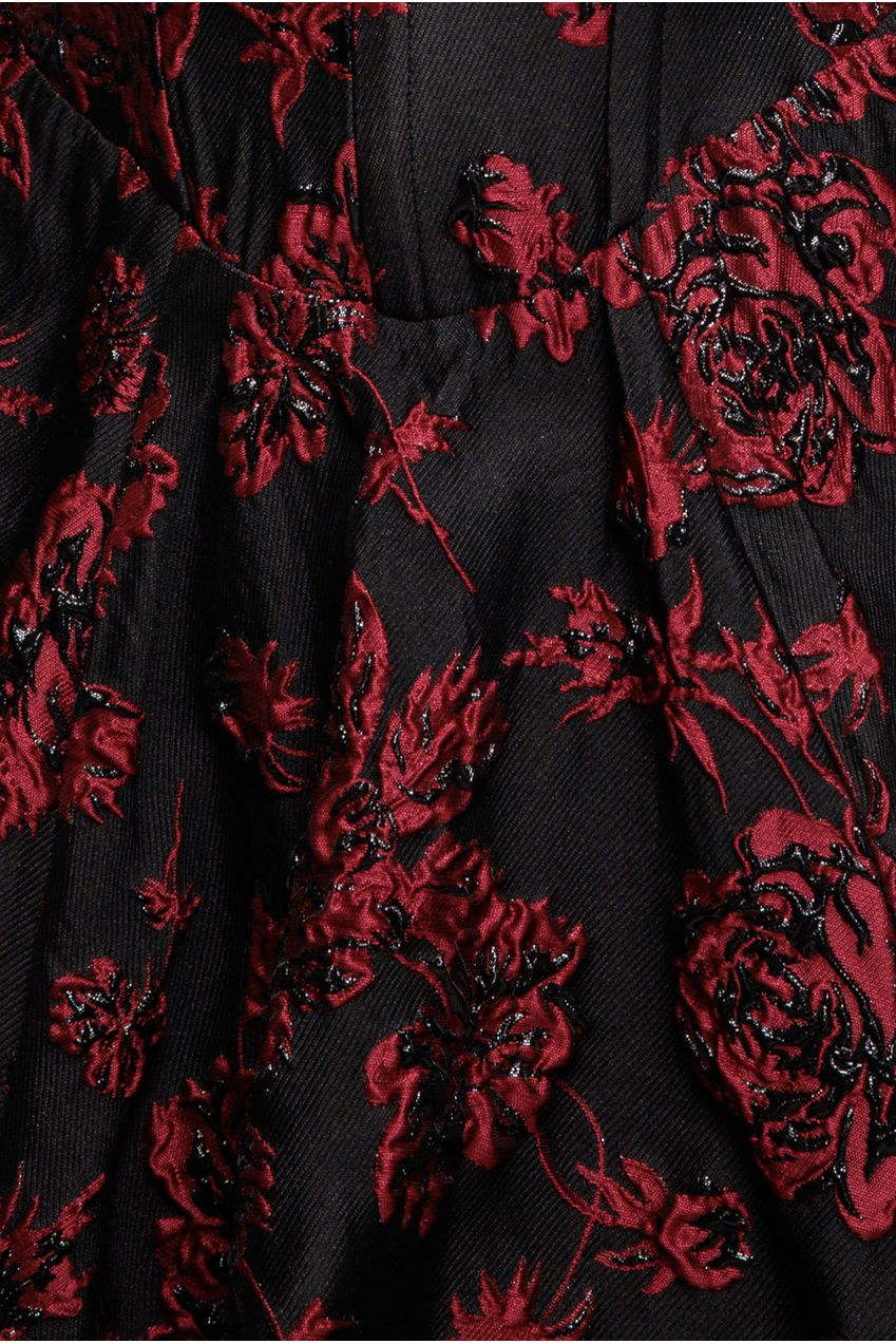 Jacquard Multiway Bow Strap Skater Midi Dress - Black DR4866