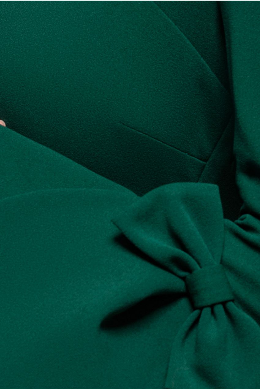 Petal Bow Sleeve Frill Midi Dress - Emerald Green DR4870