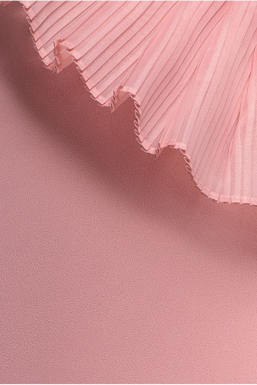 One Shoulder Pleated Fan Midi Dress - Blush Pink DR4872