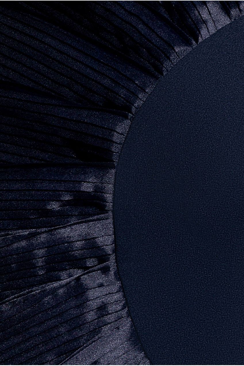 One Shoulder Pleated Fan Midi Dress - Navy Blue DR4872