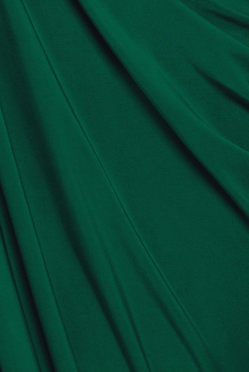 Cowl Plunge Draped Mermaid Maxi Dress - Emerald Green DR4879