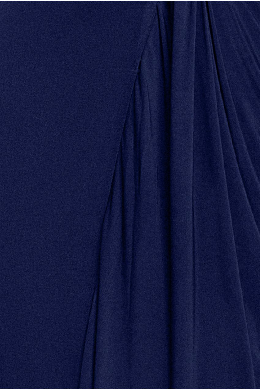 Cowl Plunge Draped Mermaid Maxi Dress - Navy Blue DR4879