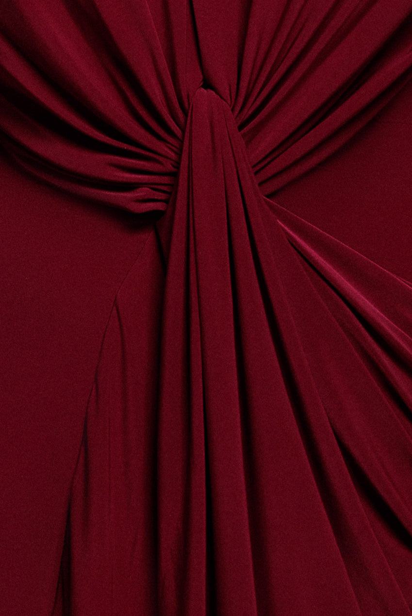 Cowl Plunge Draped Mermaid Maxi Dress - Wine DR4879