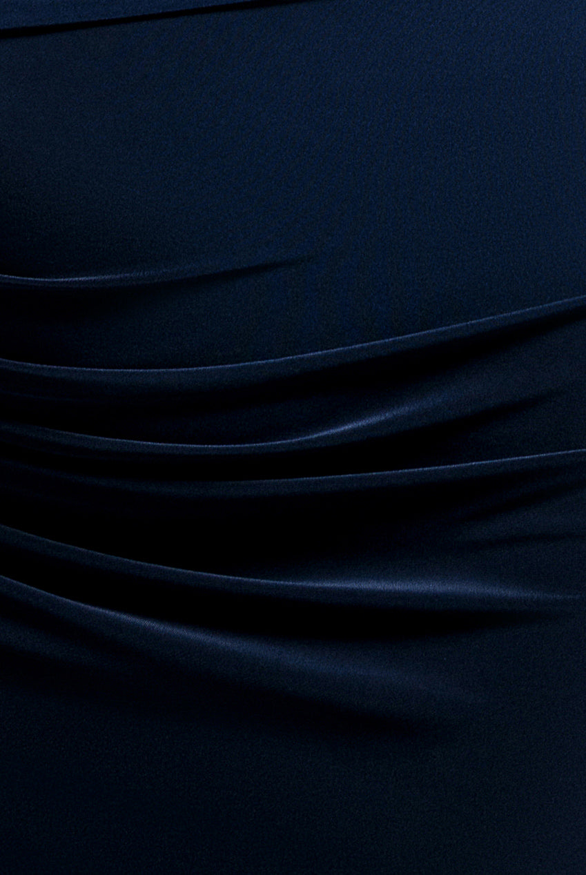Bat Wing Elasticated Side Gather Maxi Dress - Navy Blue DR4889