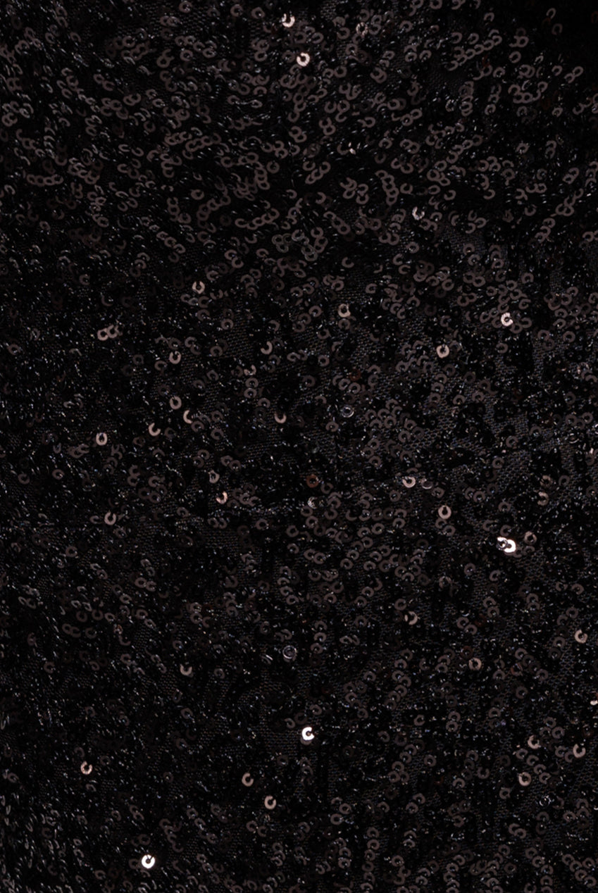 Sequin Off The Shoulder Velvet Bow Maxi Dress - Black DR4894