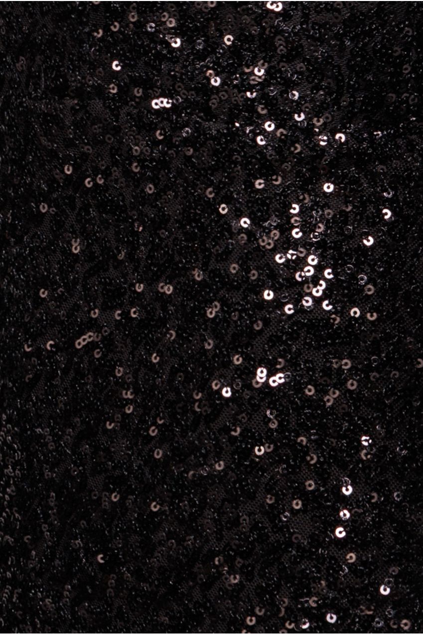 Sequin Off The Shoulder Velvet Bow Midi Dress - Black DR4895