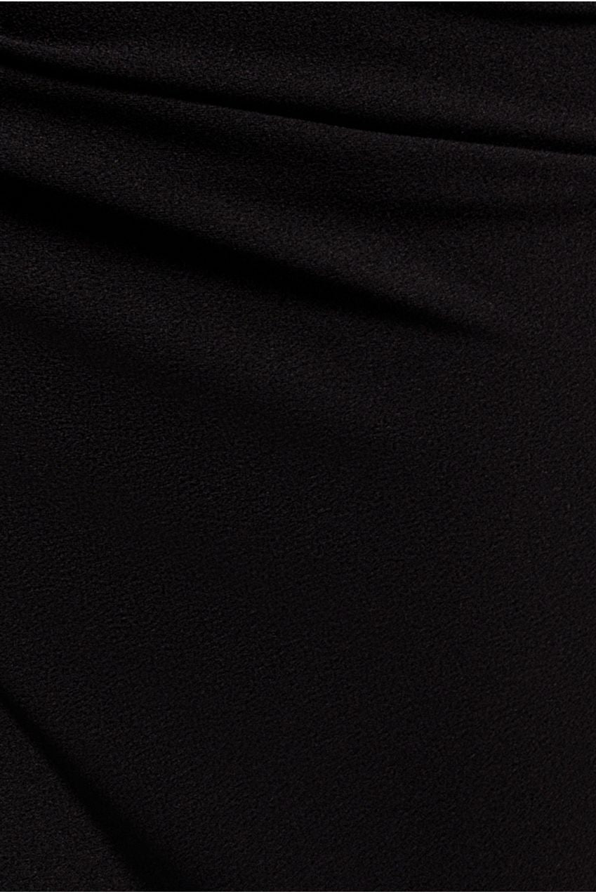 One Shoulder Cape Scuba & Chiffon Maxi Dress - Black DR4899