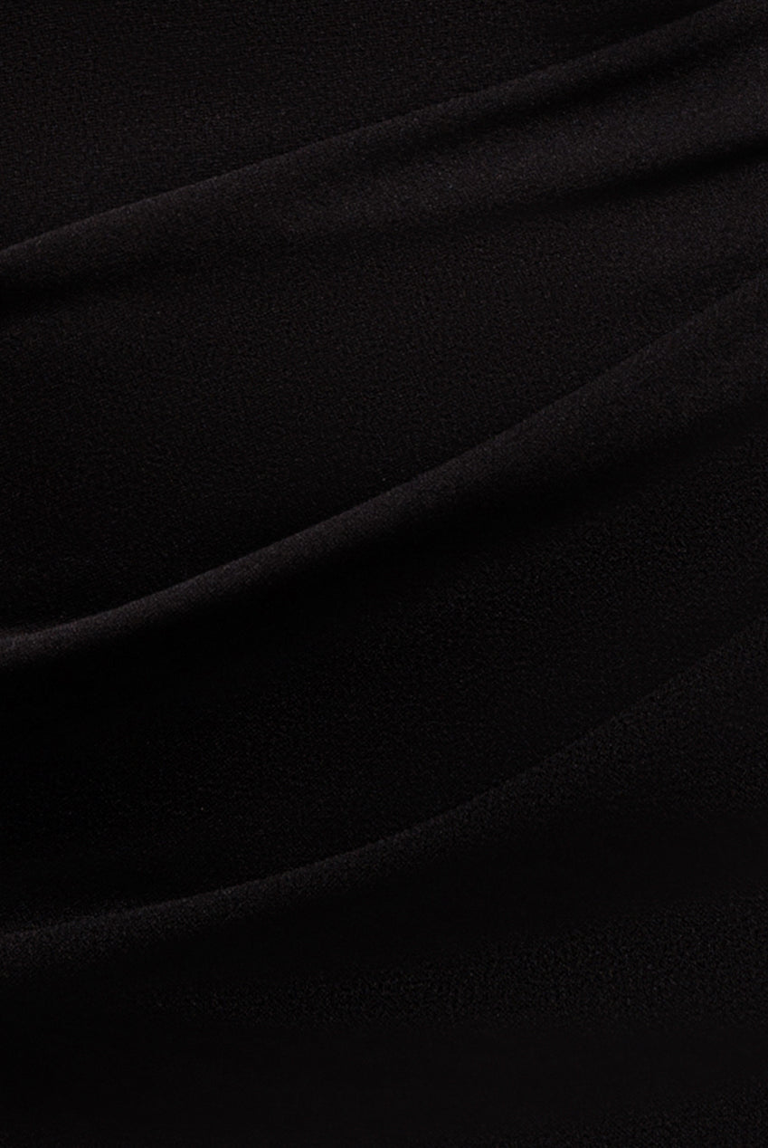 Cape Sleeve Detail Front Tie Maxi Dress - Black DR4908