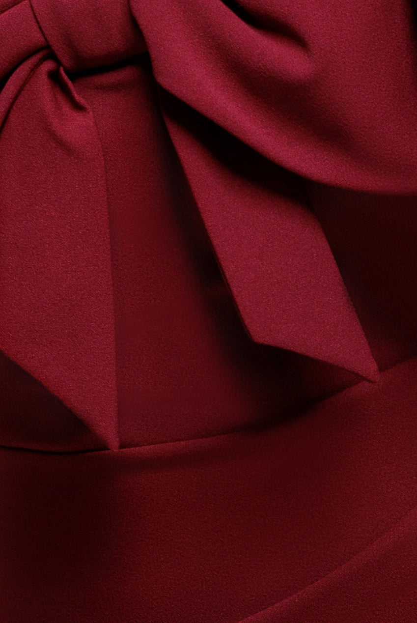 Cape Sleeve Detail Front Tie Maxi Dress - Wine DR4908