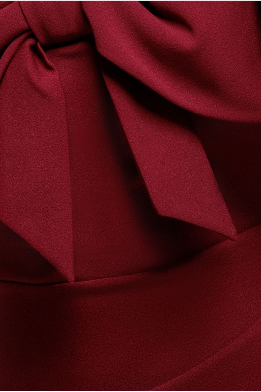 Cape Sleeve Detail Front Tie Maxi Dress - Wine DR4908