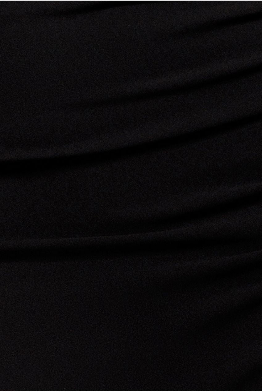 Pleated One Shoulder Bardot Fit And Flare Maxi Dress - Black DR4909