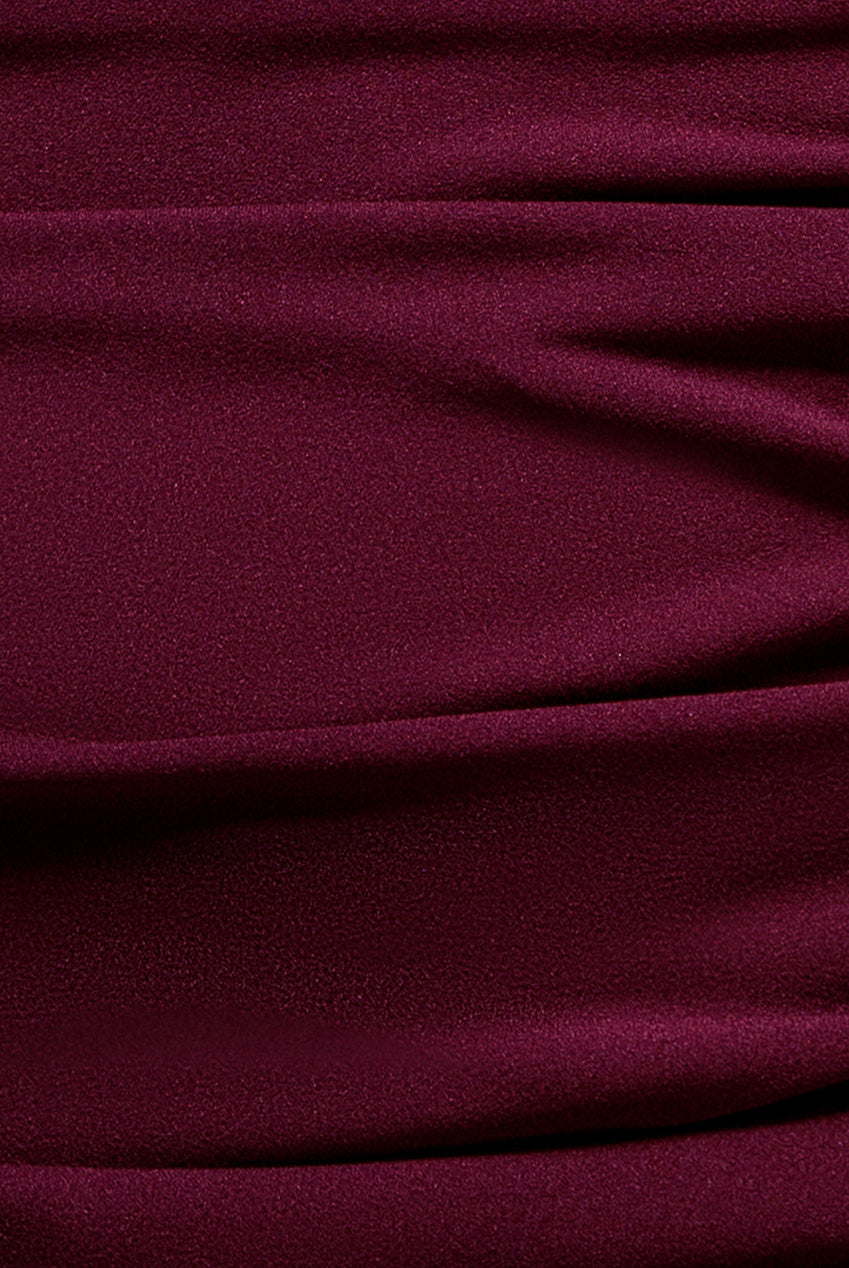Pleated One Shoulder Bardot Fit And Flare Maxi Dress - Plum DR4909