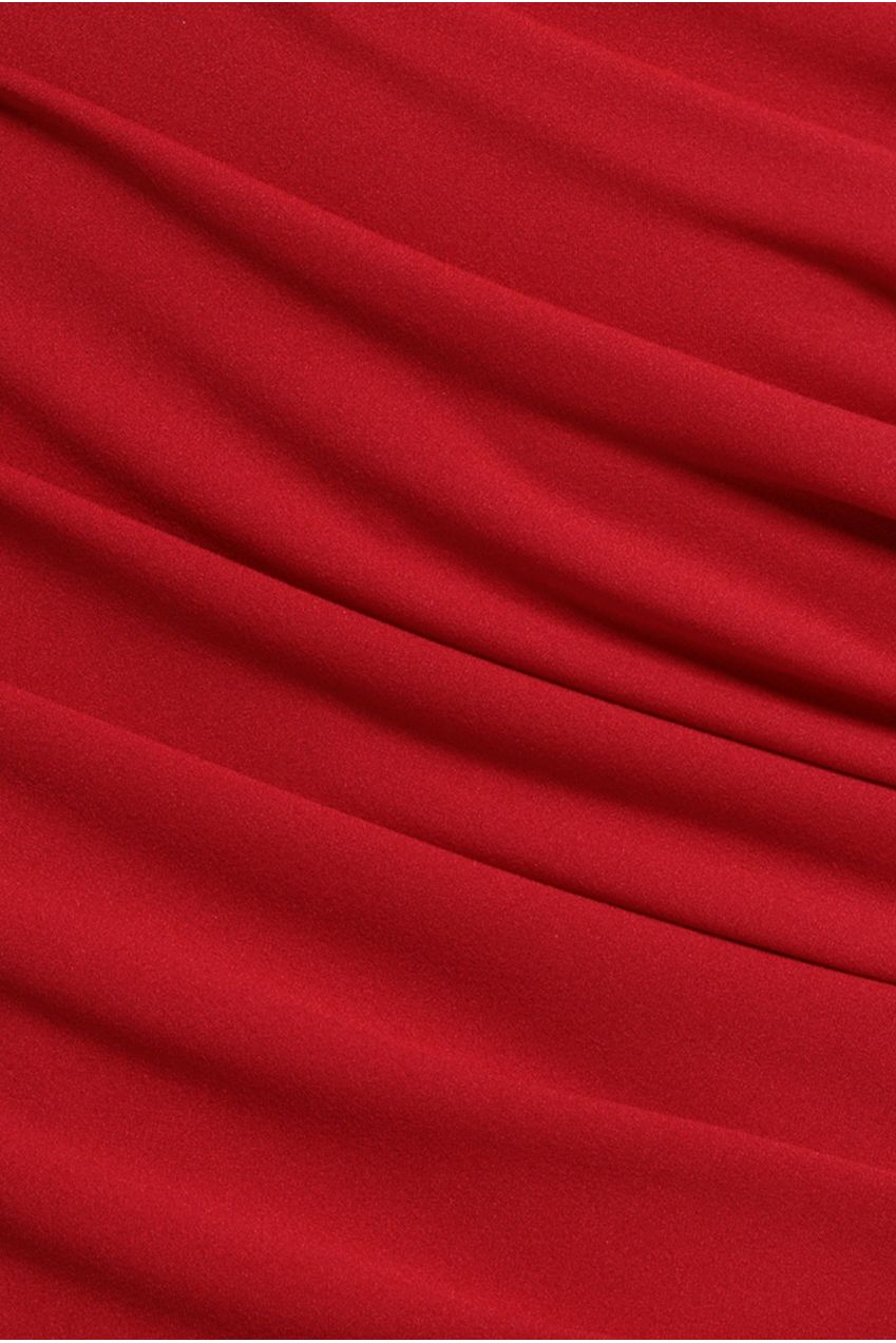Pleated One Shoulder Bardot Fit And Flare Maxi Dress - Red DR4909