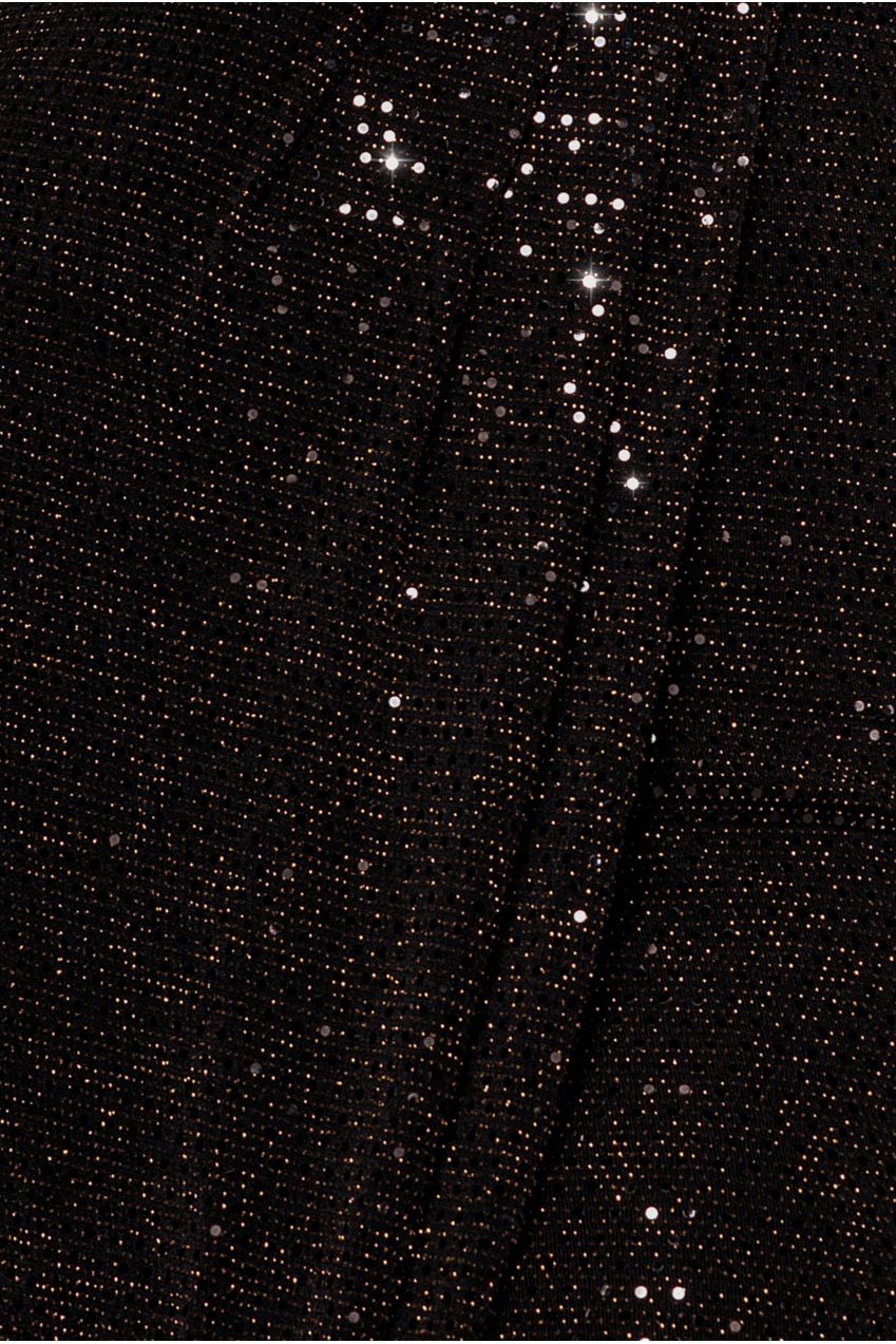 Sequin Glitter Lurex Long Sleeve Wrap Maxi Dress - Black DR4917