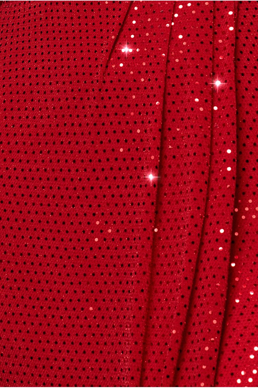 Sequin Glitter Lurex Long Sleeve Wrap Maxi Dress - Red DR4917