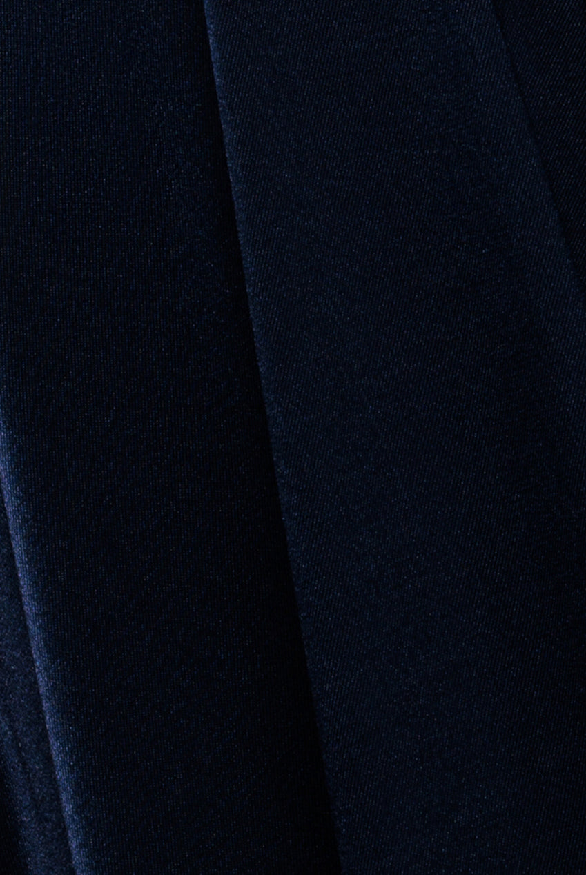 Satin Square Neck Bishop Sleeve A Line Maxi Dress - Navy Blue DR4919BR