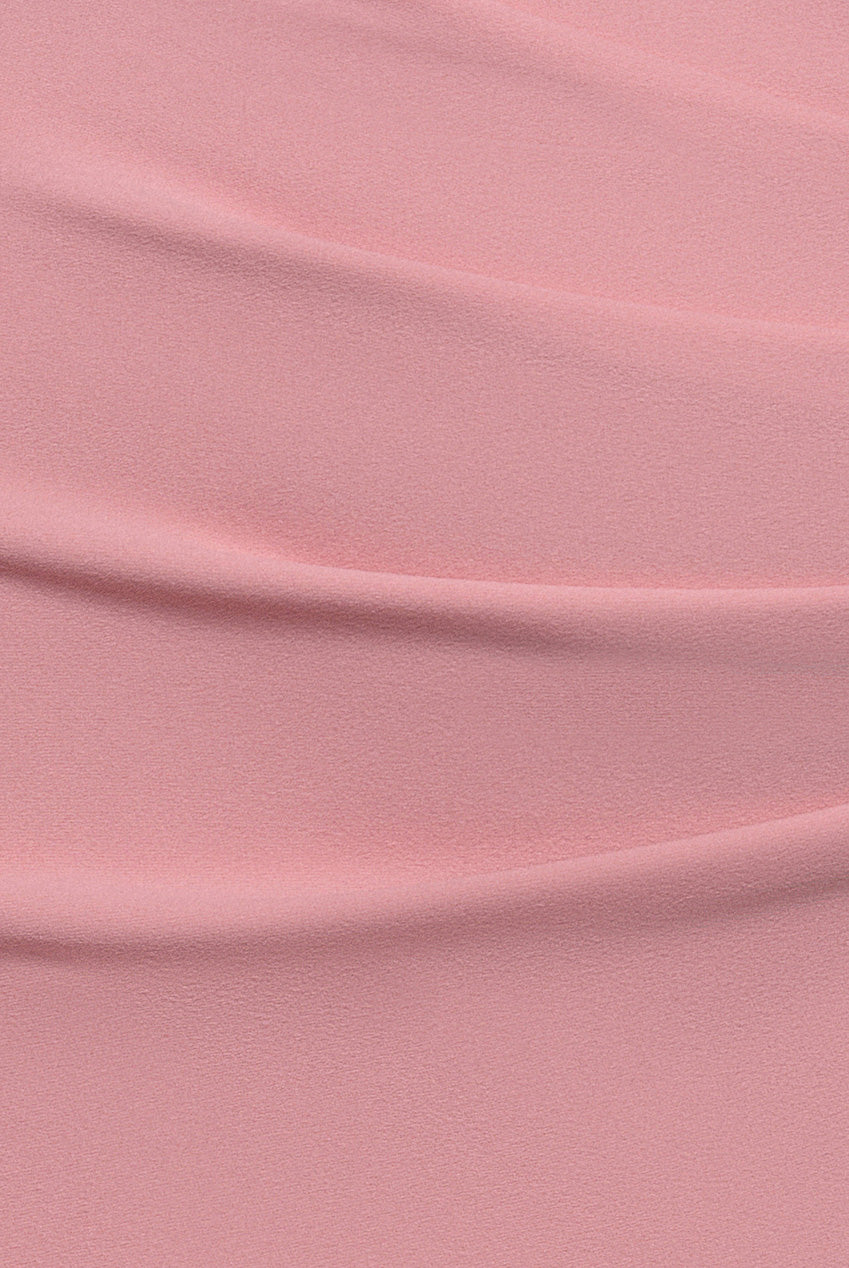 Scuba & Chiffon Balloon Sleeve Wrap Midi Dress - Blush Pink DR4933