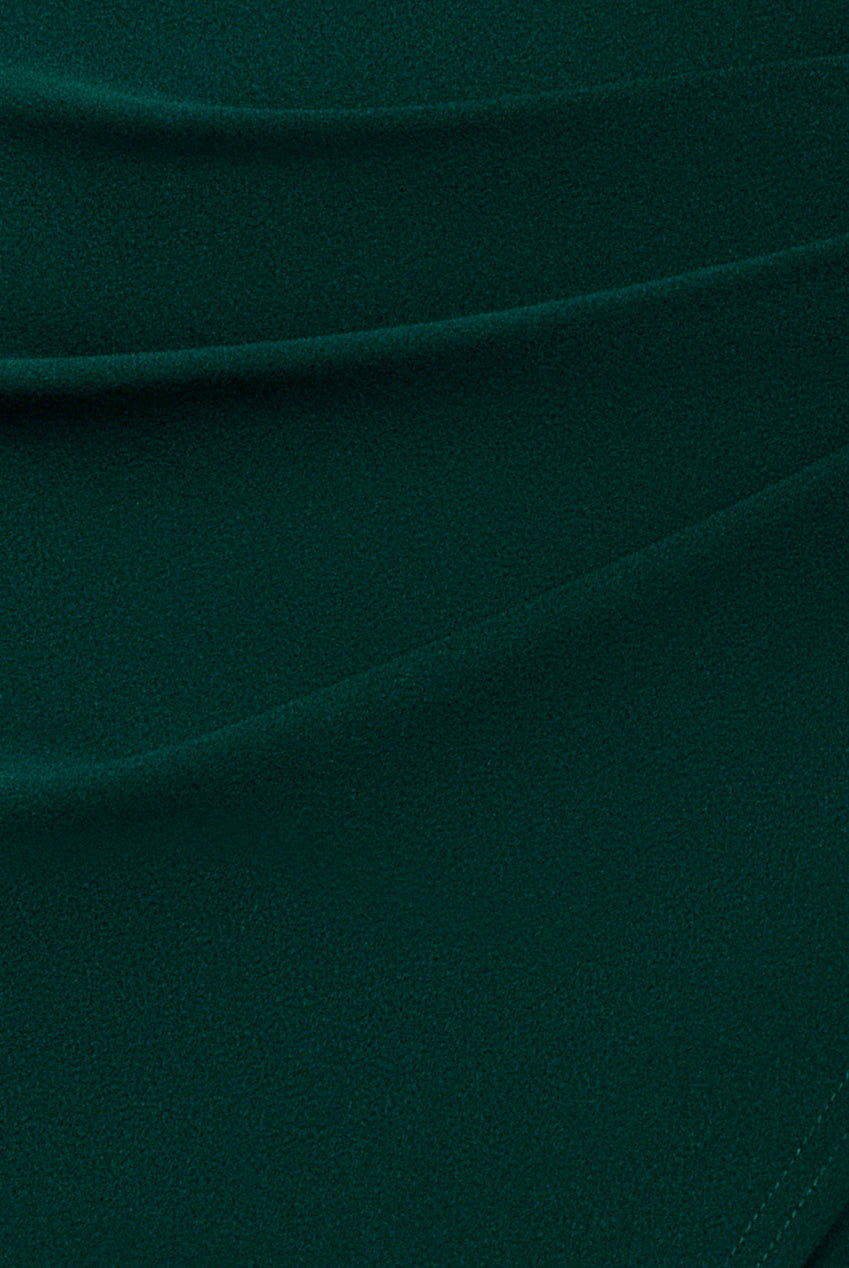 Scuba & Chiffon Balloon Sleeve Wrap Midi Dress - Emerald Green DR4933