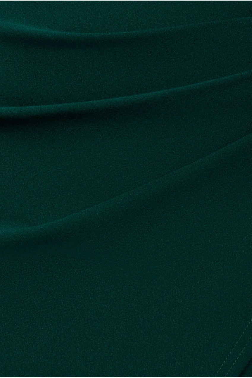 Scuba & Chiffon Balloon Sleeve Wrap Midi Dress - Emerald Green DR4933