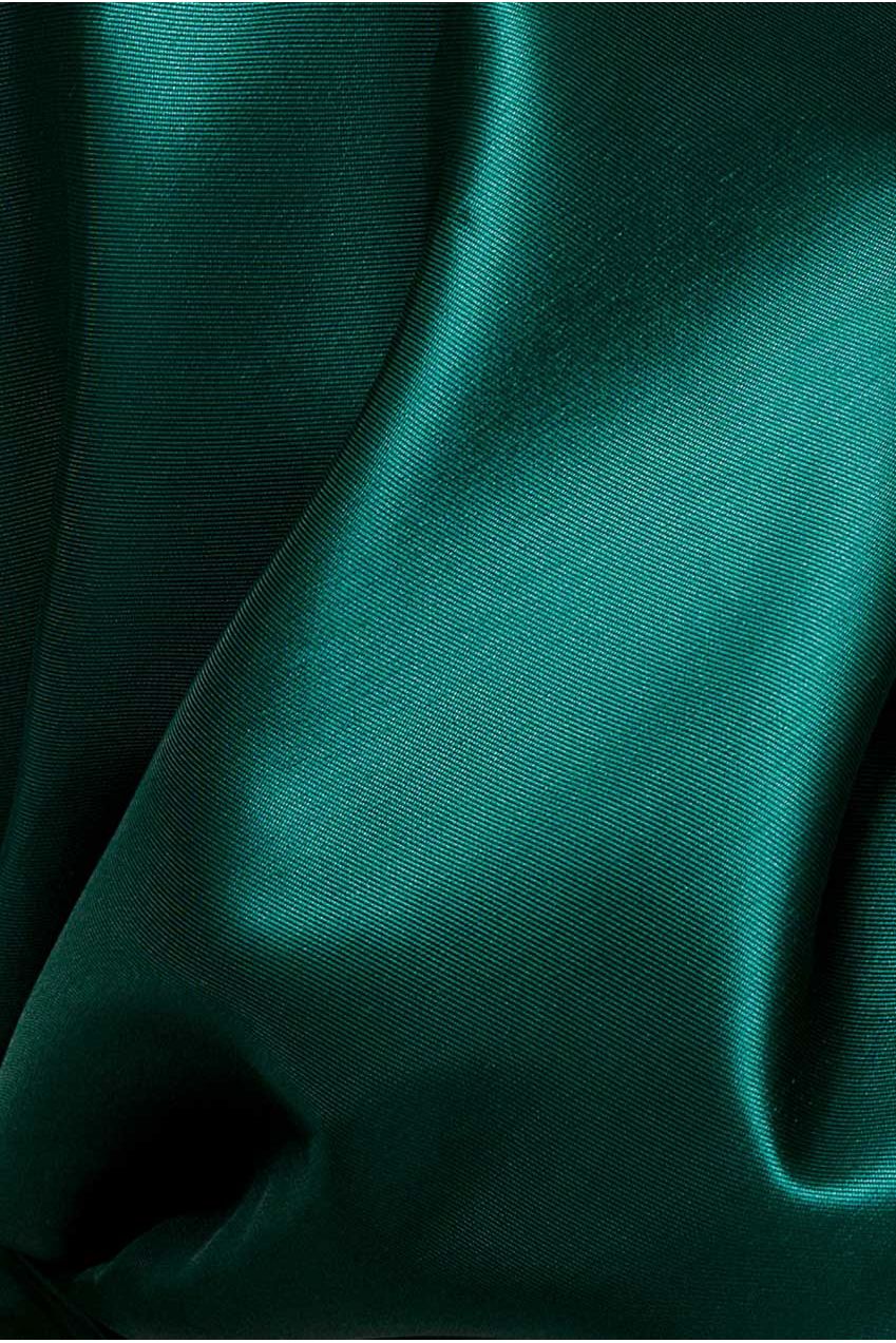 Off Shoulder Back Satin Bow Wrap Crepe Midi Dress - Emerald Green DR4939