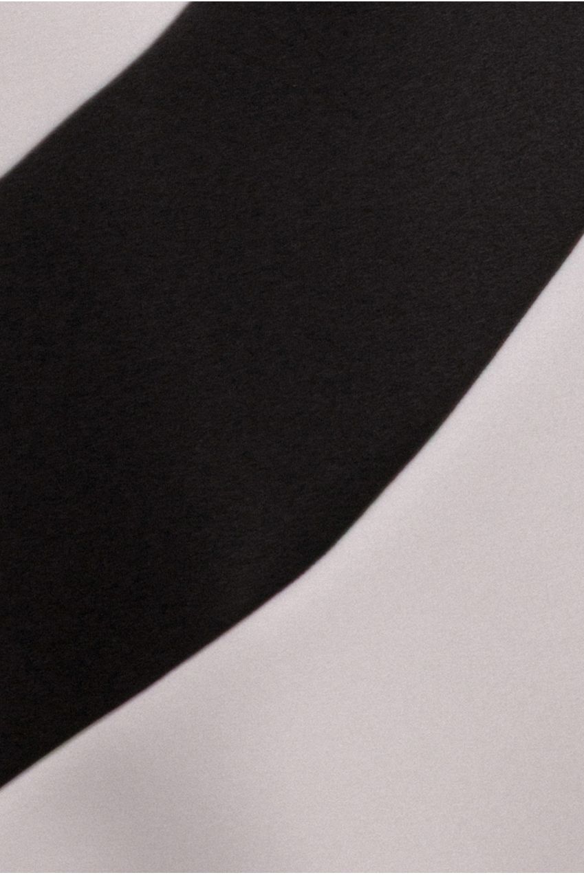 Striped Contrast Asymmetric Midi Dress - Black Cream DR4947