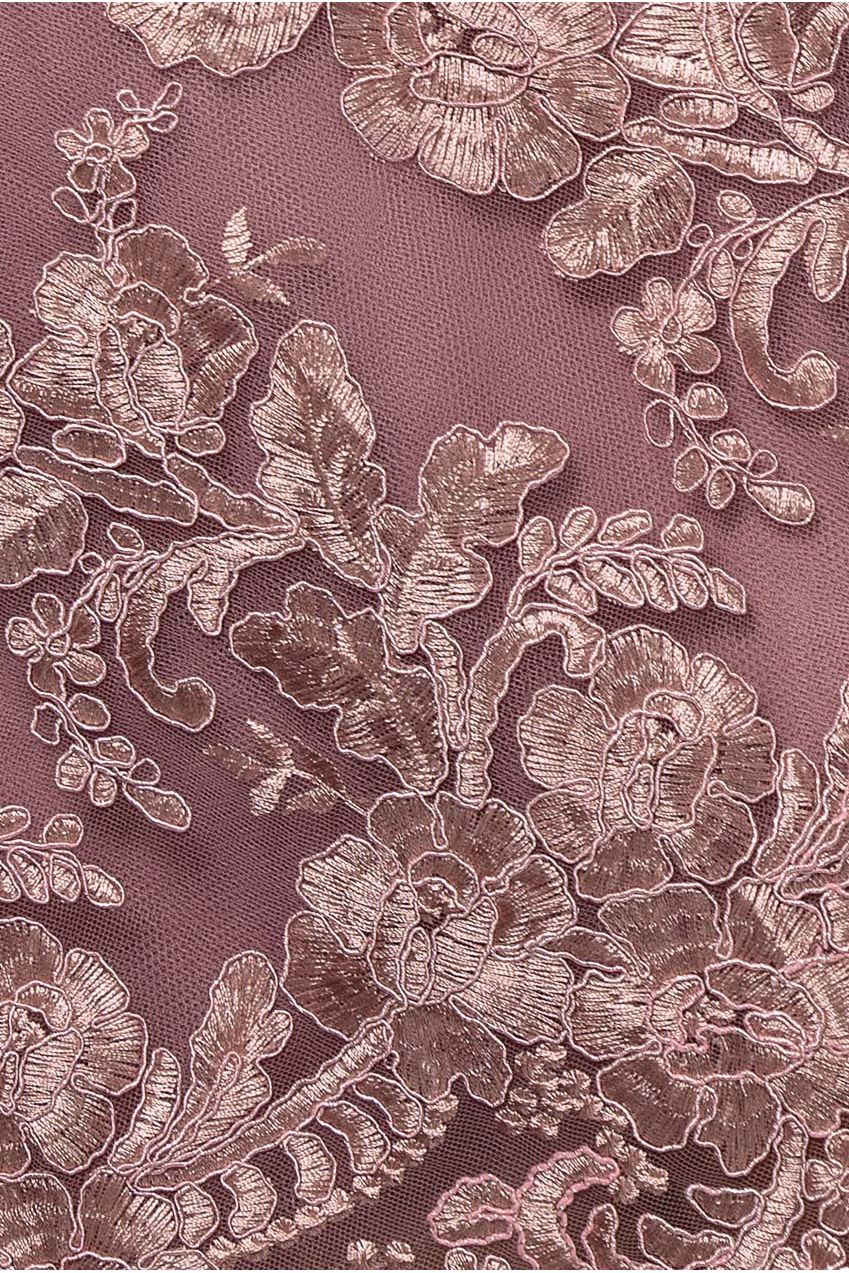 Scallop Edge Corset Back Structured Lace Mini Dress - Pink DR4966