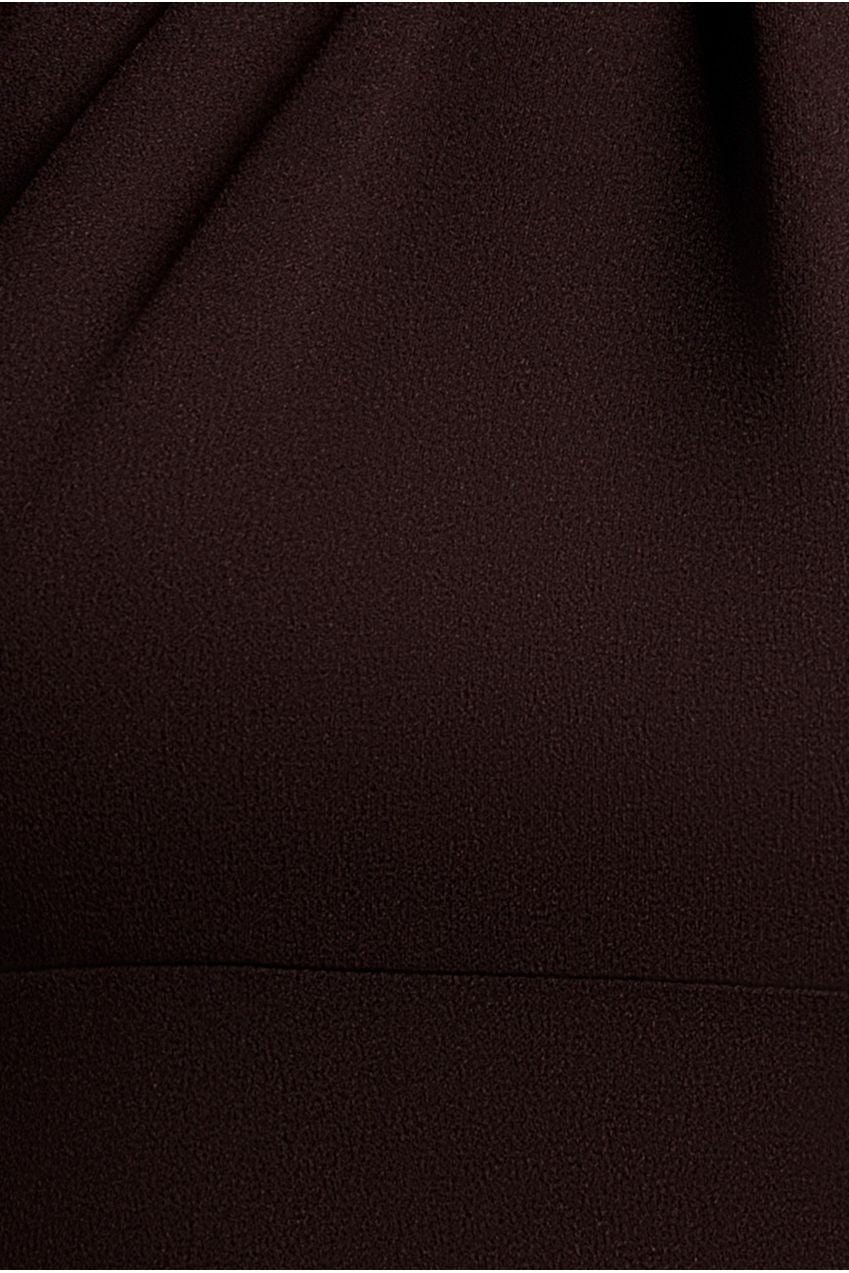 Scuba & Soft Satin Halterneck Maxi Dress With Back Sash - Brown DR4973
