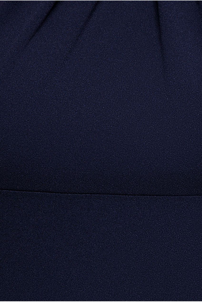 Scuba & Soft Satin Halterneck Maxi Dress With Back Sash - Navy Blue DR4973