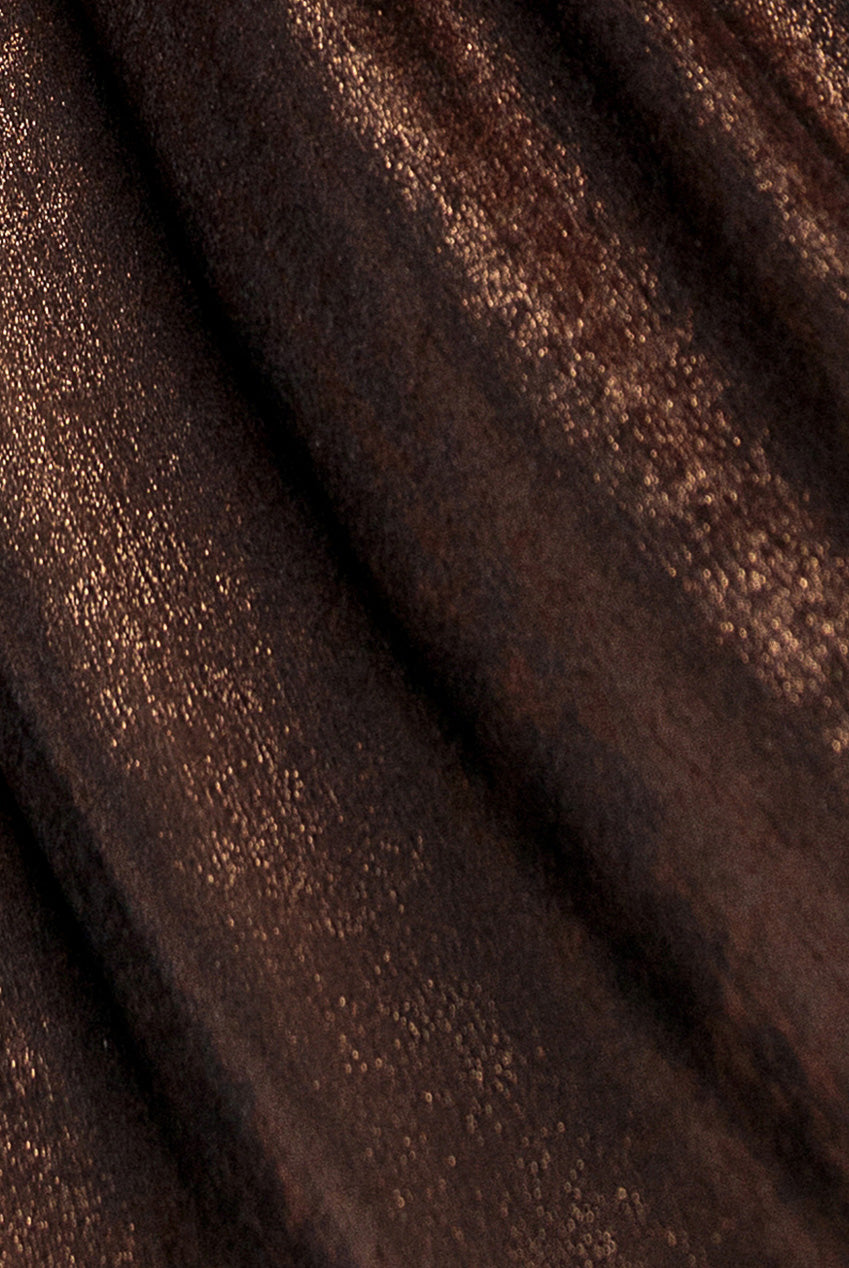 Off The Shoulder Mirror Foil Angel Wing Cape Maxi Dress - Black DR4980