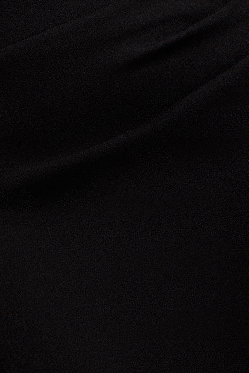 One Shoulder Chiffon Cape Crepe Maxi Dress - Black DR4982