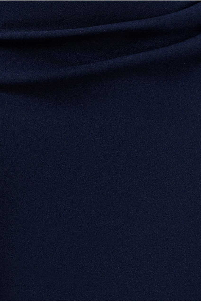 One Shoulder Chiffon Cape Crepe Maxi Dress - Navy Blue DR4982