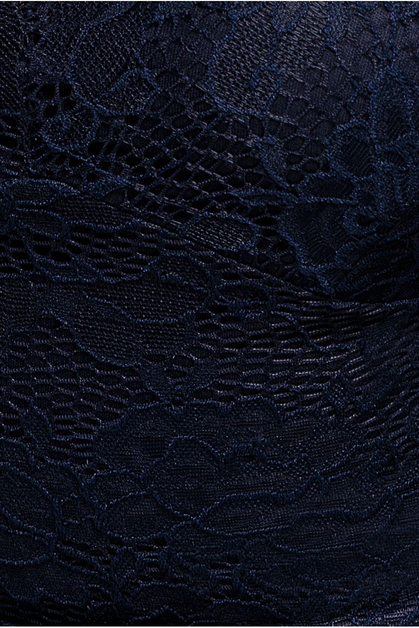 Fit & Flare Scallop Lace V Neck Maxi Dress - Navy Blue DR4994