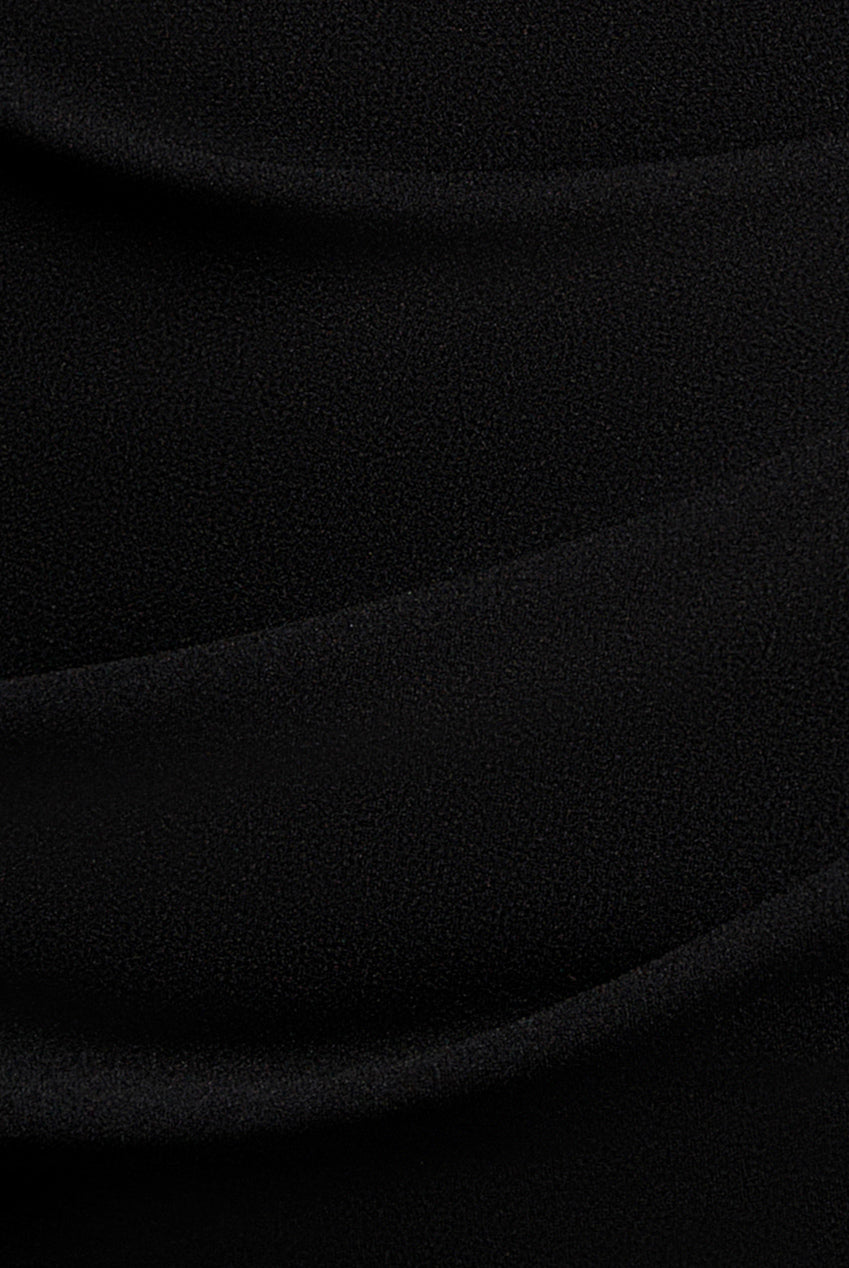 Satin Bow Bardot Sheath Maxi Dress - Black DR4999