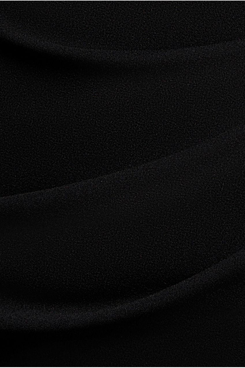 Satin Bow Bardot Sheath Maxi Dress - Black DR4999