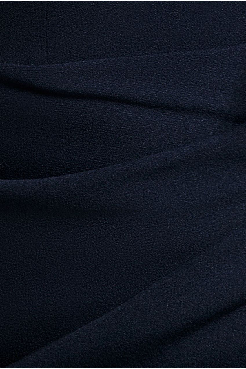 Satin Bow Bardot Sheath Maxi Dress - Navy Blue DR4999