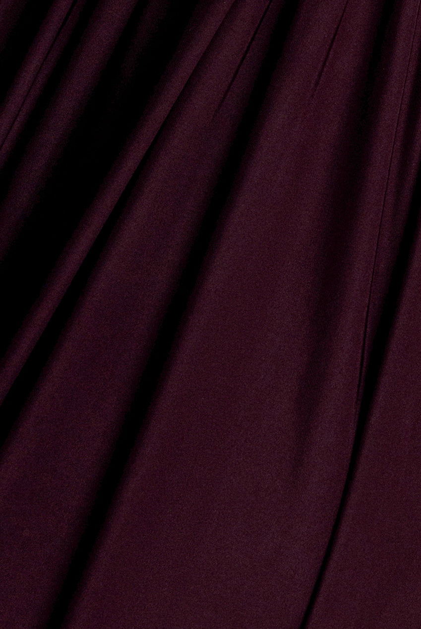 Gathered Shoulder Wrap Neck Draped Waist Maxi Dress - Burgundy DR5005