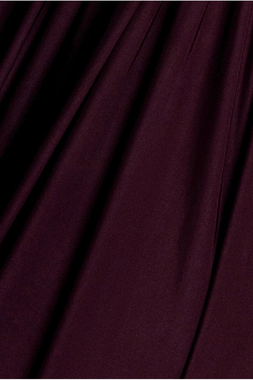 Gathered Shoulder Wrap Neck Draped Waist Maxi Dress - Burgundy DR5005
