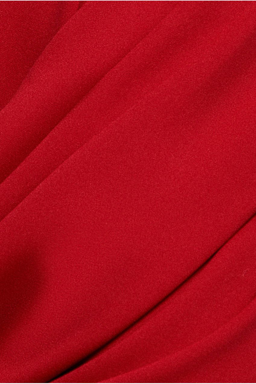 V Neck Cowl Back Pleated Sleeve Scuba Maxi Dress - Red DR5010
