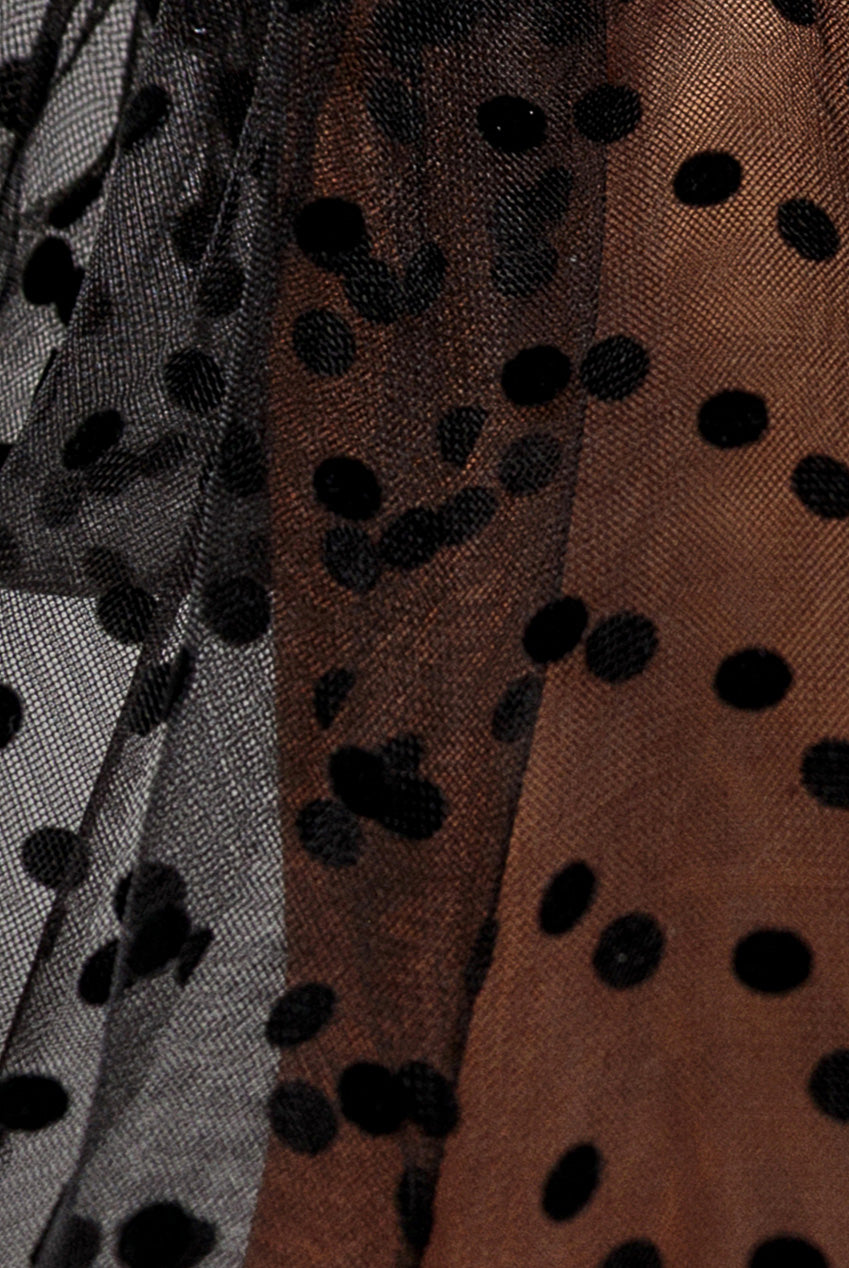 Scuba & Polka Mesh Bella Bow Multiway Maxi Dress - Black DR5020