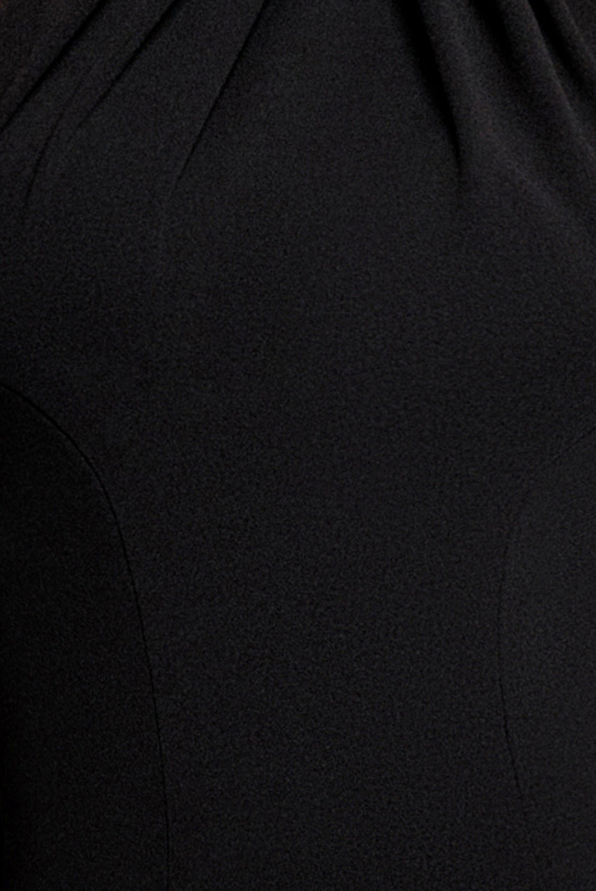 Scuba & Velvet Satin Halterneck Midi Dress With Back Sash - Black DR5022